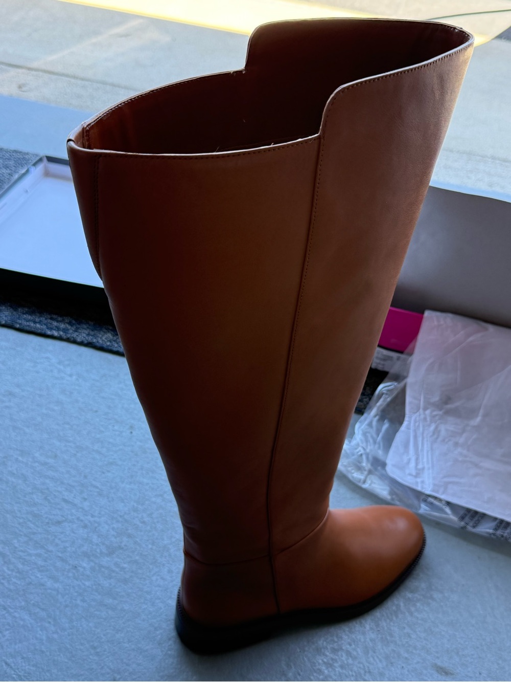 Vince Camuto Tall Chestnut Leather Riding Boots - Picture 4 of 10